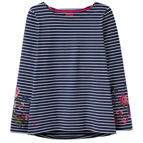 Joules Embroidered Harbour Long Sleeve Jersey Top French Navy Stripe