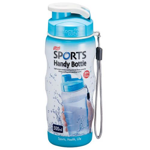 Lock & Lock 500ml Blue Sports Handy Bottle With Carry Strap