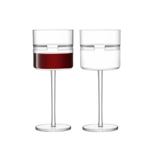 LSA Horizon Red Wine Glass 390ml Clear & Cut Set Of Two
