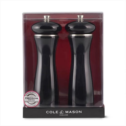 Cole & Mason Precision+ Sherwood Black 200mm Salt & Pepper Mill Gift Set