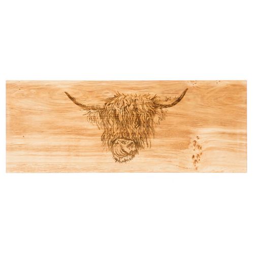 The Just Slate Company Highland Cow Large Oak Serving Board