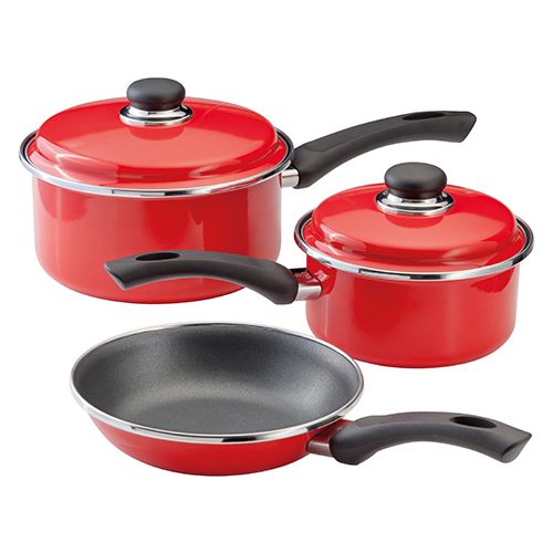 Judge Induction 3 Piece Cookware Set Non-Stick Red