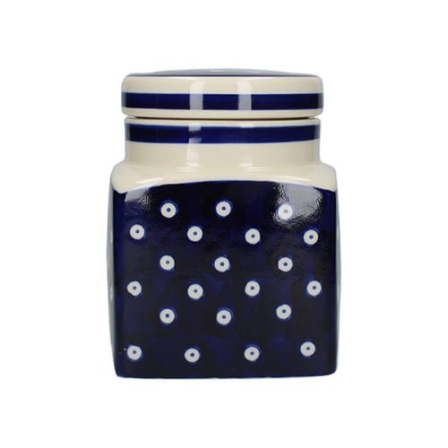 London Pottery Ceramic Canister Blue and White Circle