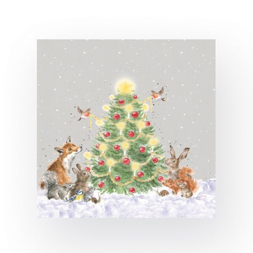 Wrendale Designs Pack of 20 Lunch Size 'Oh Christmas Tree' Woodland Animals Napkins