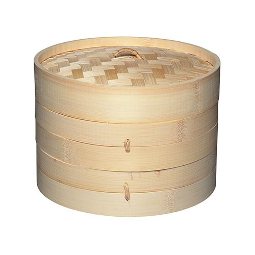 World Of Flavours Oriental Two Tier Medium Bamboo Steamer and Lid