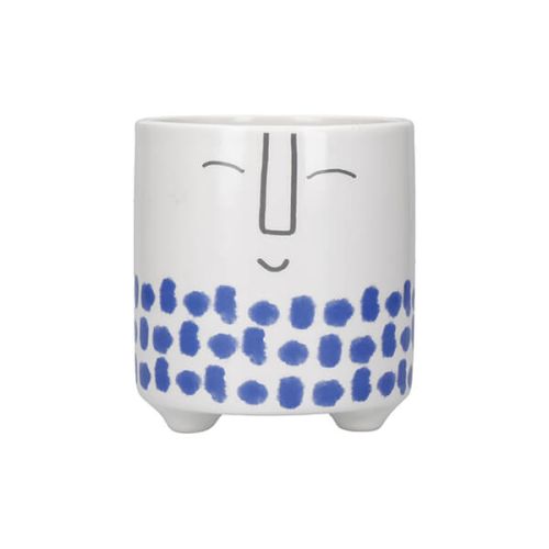 KitchenCraft Ceramic Pot Happy Face Design Blue