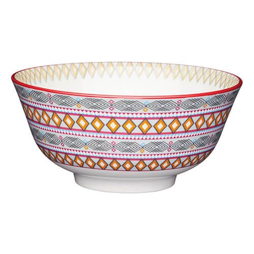 KitchenCraft Glazed Stoneware Bowl Bright Geometric