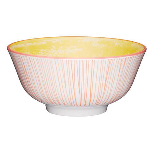 KitchenCraft Glazed Stoneware Bowl Yellow Swirl