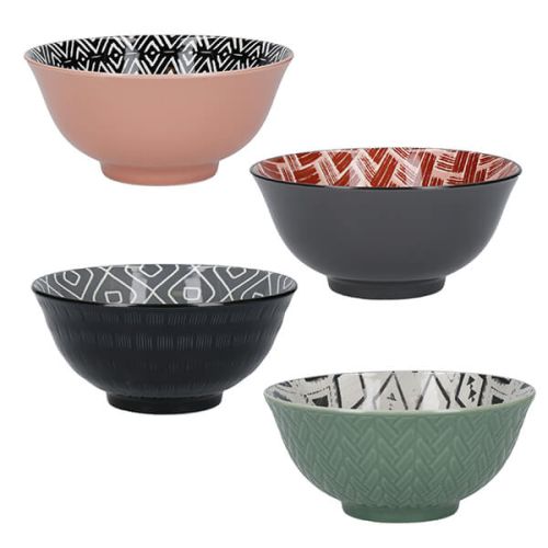 KitchenCraft Designed for Life Glazed Stoneware Bowl Set of 4