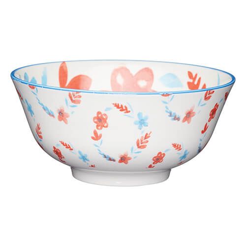 KitchenCraft Glazed Stoneware Bowl Painted Floral