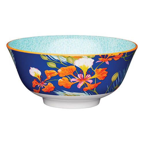 KitchenCraft Glazed Stoneware Bowl Peacock