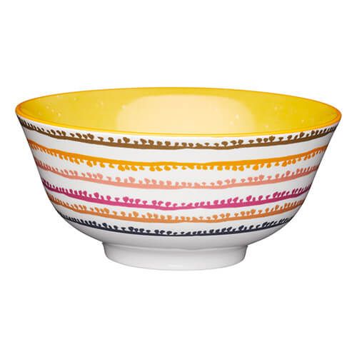 KitchenCraft Glazed Stoneware Bowl Folk Swirl