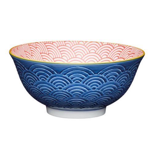 KitchenCraft Blue Arched Pattern 15.7cm Ceramic Bowl
