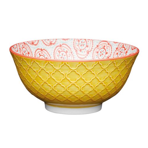KitchenCraft Bright Yellow Floral 15.7cm Ceramic Bowl