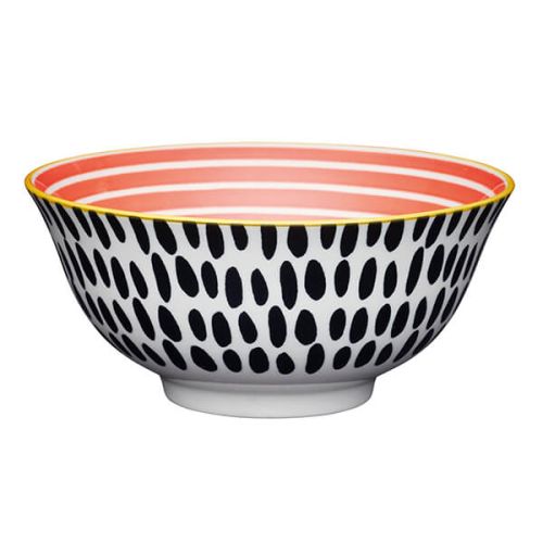 KitchenCraft Red Swirl and Black Spots 15.7cm Ceramic Bowl