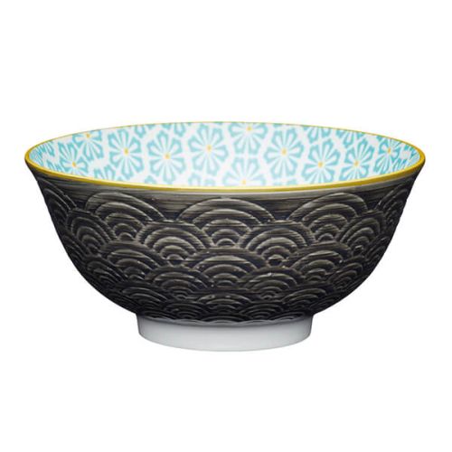 KitchenCraft Grey Arched Pattern 15.7cm Ceramic Bowl