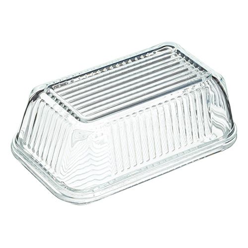 KitchenCraft Glass Embossed Vintage Style Covered Butter Dish