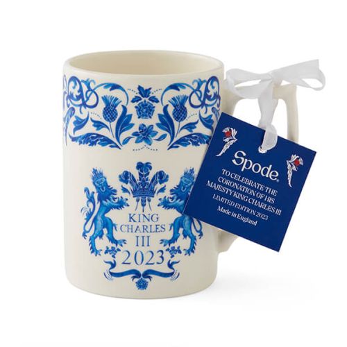 blue spode mug for coronation. 