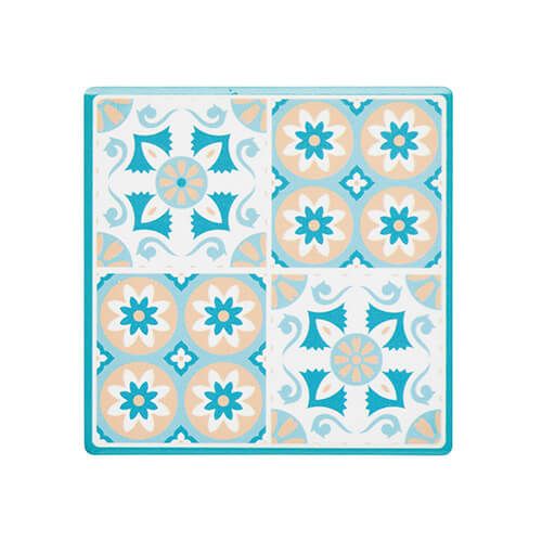 KitchenCraft Moroccan Inspired Green Tile Cork Back Ceramic Coaster