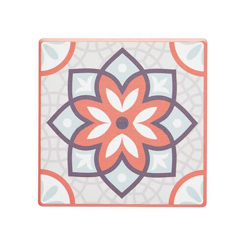 KitchenCraft Moroccan Inspired Terracotta Mandala Cork Back Ceramic Coaster