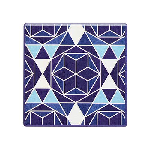 KitchenCraft Moroccan Inspired Blue Geo Cork Back Ceramic Coaster