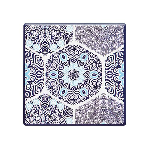 KitchenCraft Moroccan Inspired Blue Mandala Cork Back Ceramic Coaster