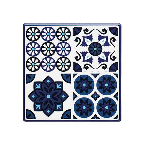 KitchenCraft Moroccan Inspired Blue Tile Cork Back Ceramic Coaster