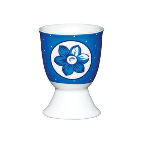 KitchenCraft Blue Spotty Flower Porcelain Egg Cup