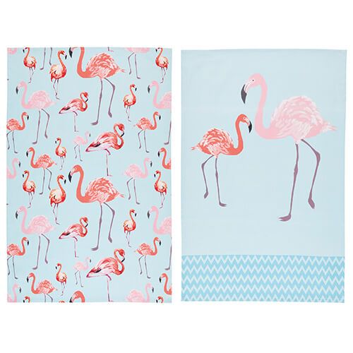 KitchenCraft Flamingos Tea Towels 2 Piece Set