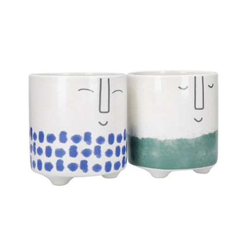 KitchenCraft Ceramic Pot Happy Face Design Set of 2