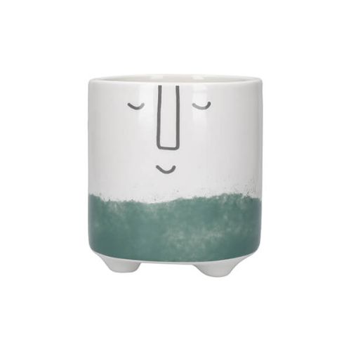 KitchenCraft Ceramic Pot Happy Face Design Green