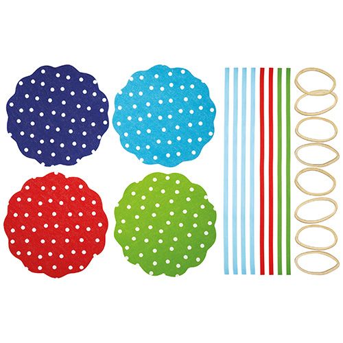 Home Made Pack of Eight Polka Dot Patterned Fabric Jam Cover Kits