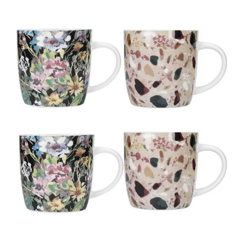 KitchenCraft Barrel Mug Set Of 4 Terrazzo Floral