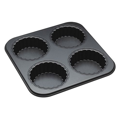 Master Class Non-Stick Four Hole Tartlet Pan with Loose Bases, 26x26cm
