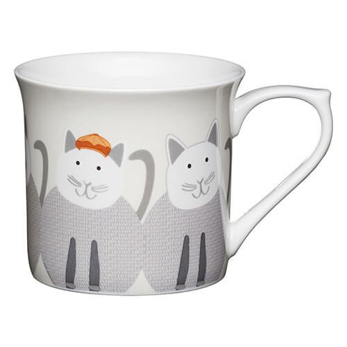 KitchenCraft China 300ml Fluted Mug, Cats