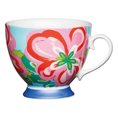 KitchenCraft China 400ml Footed Mug, Large Floral