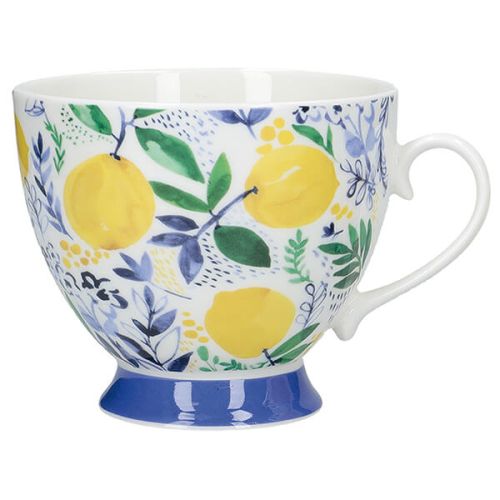 KitchenCraft China 400ml Footed Mug, Sweet Lemon