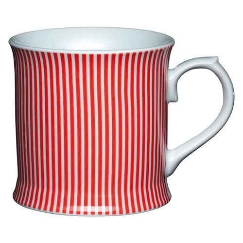 KitchenCraft Fine Porcelain Red Stripes Mug