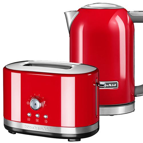 KitchenAid Empire Red 2 Slot Manual Toaster and 1.7L Kettle Set