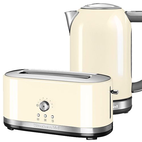 KitchenAid Almond Cream Long Slot Manual Toaster and 1.7L Kettle Set