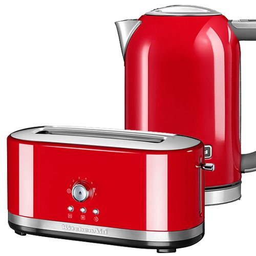 KitchenAid Empire Red Long Slot Manual Toaster and 1.7L Kettle Set