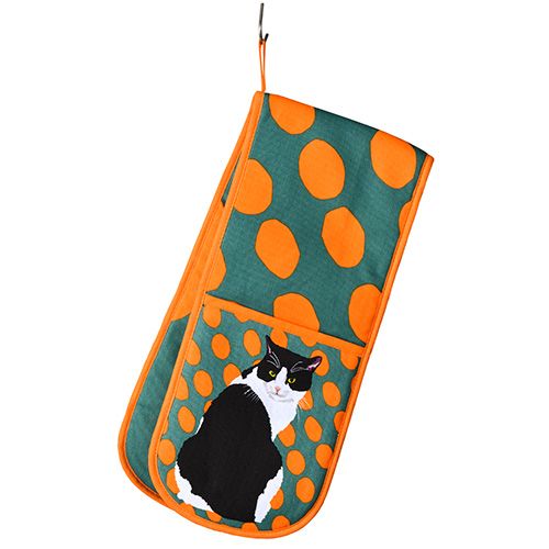 Leslie Gerry Black & White Cat Double Oven Glove