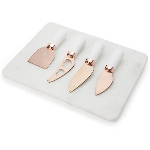 Taylors Eye Witness Brooklyn Rose Gold Marble Cheese Board and Cheese Knife Set