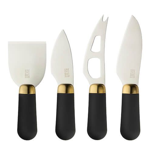Taylors Eye Witness Brooklyn Antique Brass 4 Piece Magnetic Cheese Knife Set