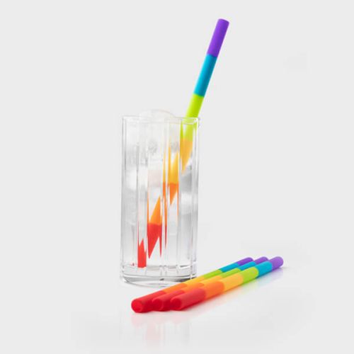 Taylor's Eye Witness Set of 4 Rainbow Silicone Reusable Drinking Straws