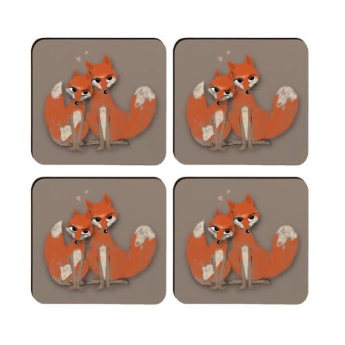 Melamaster Moulded Coaster Pack Of 4 Fox