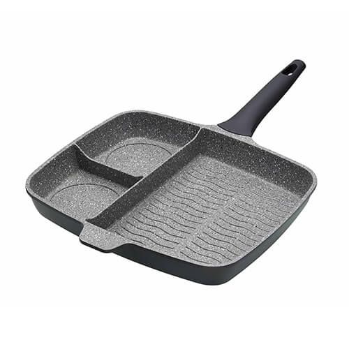 Master Class Induction Aluminium 3 Section Grill Pan Marble Coating