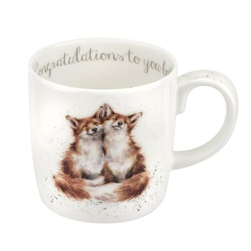 Wrendale Designs Large Fine Bone China Mug Congratulations To You Both Foxes