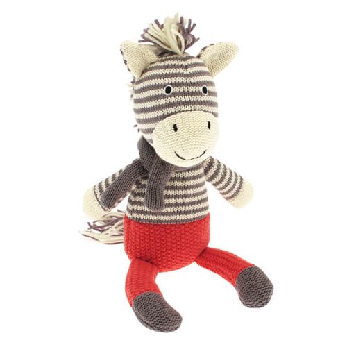 Walton & Co Knitted Grey Zebra Toy