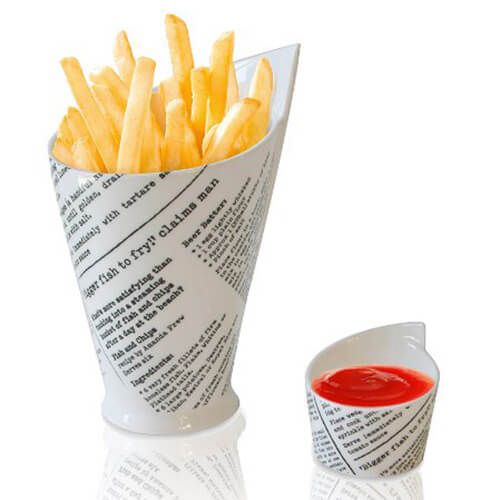Maxwell & Williams Newsprint French Fries / Chips & Sauce Cups